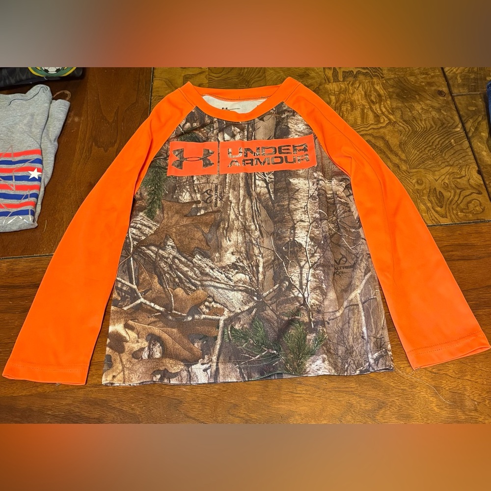 Under Armour Kids' Orange and Camouflage Long Sleeve Shirt